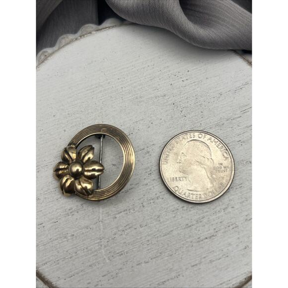 Antique SYMMETALIC STERLING + 14K Silver & Gold Flower FINE JEWELRY PIN - Picture 5 of 6